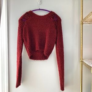 Forever 21 Cropped Fuzzy Red Sweater in Size Medium